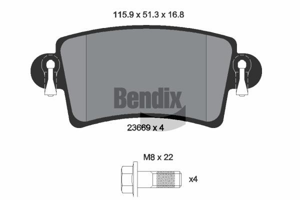 Bendix USA BPD1107 Гальмівні колодки, комплект BPD1107: Приваблива ціна - Купити у Польщі на 2407.PL!
