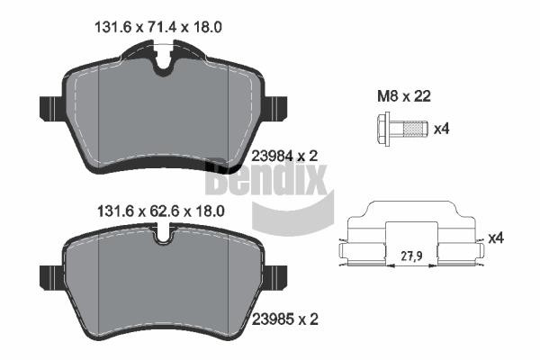 Bendix USA BPD1352 Гальмівні колодки, комплект BPD1352: Приваблива ціна - Купити у Польщі на 2407.PL!