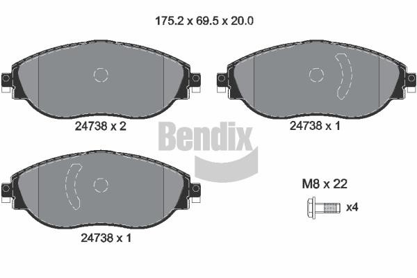 Bendix USA BPD1598 Brake Pad Set, disc brake BPD1598: Buy near me in Poland at 2407.PL - Good price!