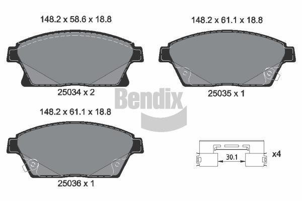 Bendix USA BPD1051 Brake Pad Set, disc brake BPD1051: Buy near me in Poland at 2407.PL - Good price!