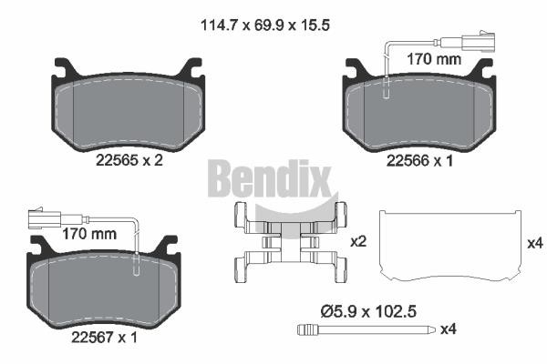 Bendix USA BPD2362 Brake Pad Set, disc brake BPD2362: Buy near me in Poland at 2407.PL - Good price!