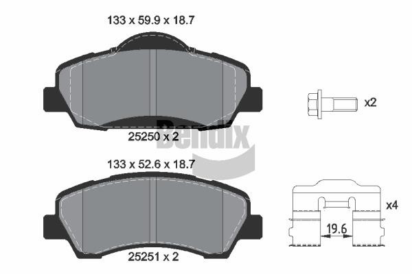 Bendix USA BPD1262 Klocki hamulcowe, zestaw BPD1262: Dobra cena w Polsce na 2407.PL - Kup Teraz!