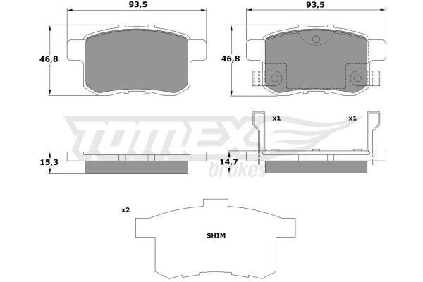 Tomex TX 17-54 Rear disc brake pads, set TX1754: Buy near me in Poland at 2407.PL - Good price!