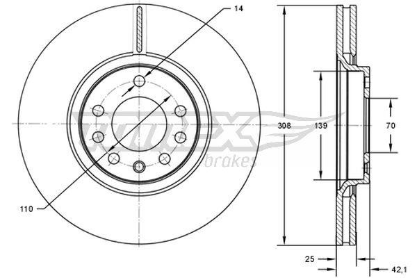 Tomex TX 72-03 Front brake disc ventilated TX7203: Buy near me in Poland at 2407.PL - Good price!