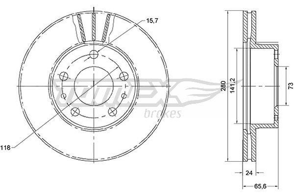 Tomex TX 70-19 Front brake disc ventilated TX7019: Buy near me in Poland at 2407.PL - Good price!