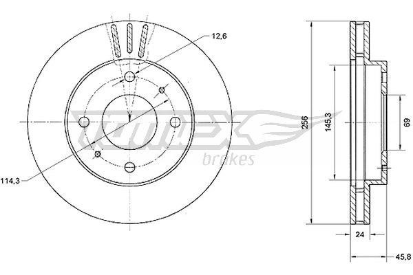 Tomex TX 70-74 Front brake disc ventilated TX7074: Buy near me in Poland at 2407.PL - Good price!