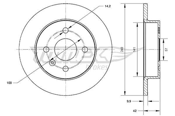 Tomex TX 70-23 Bremsscheibe hinten, unbelüftet TX7023: Bestellen Sie in Polen zu einem guten Preis bei 2407.PL!