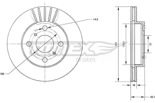 Tomex TX 70-97 Front brake disc ventilated TX7097: Buy near me in Poland at 2407.PL - Good price!