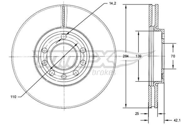 Tomex TX 71-30 Front brake disc ventilated TX7130: Buy near me at 2407.PL in Poland at an Affordable price!