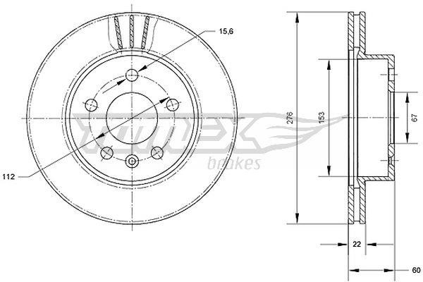 Tomex TX 70-52 Front brake disc ventilated TX7052: Buy near me in Poland at 2407.PL - Good price!
