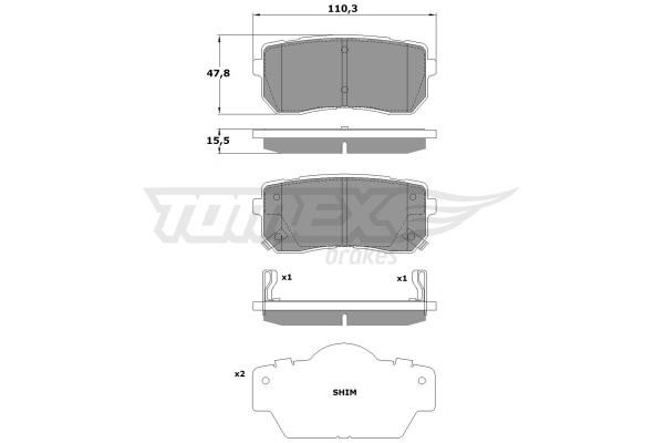 Tomex TX 17-50 Гальмівні колодки задні, комплект TX1750: Приваблива ціна - Купити у Польщі на 2407.PL!
