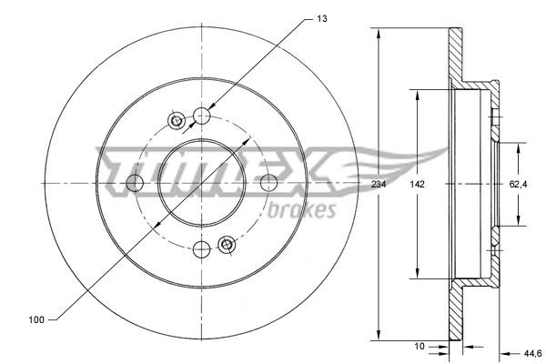 Tomex TX 73-38 Rear brake disc, non-ventilated TX7338: Buy near me in Poland at 2407.PL - Good price!