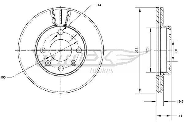 Tomex TX 70-08 Front brake disc ventilated TX7008: Buy near me in Poland at 2407.PL - Good price!