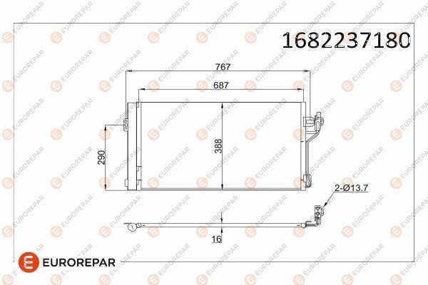 Eurorepar 1682237180 Condenser, air conditioning 1682237180: Buy near me in Poland at 2407.PL - Good price!