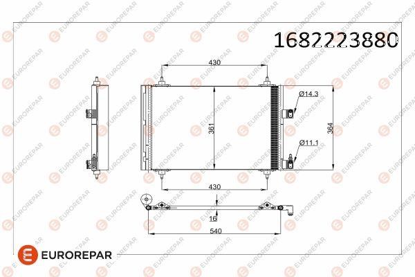 Eurorepar 1682223880 Радиатор кондиционера 1682223880: Отличная цена - Купить в Польше на 2407.PL!