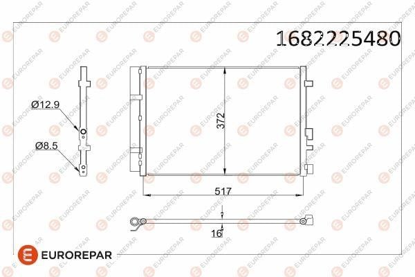 Eurorepar 1682225480 Радіатор кондиціонера 1682225480: Приваблива ціна - Купити у Польщі на 2407.PL!