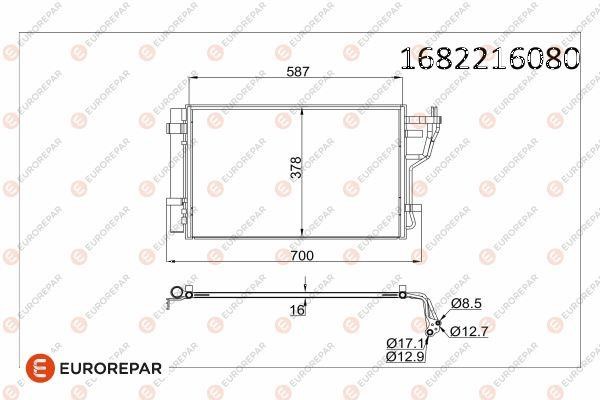 Eurorepar 1682216080 Condenser, air conditioning 1682216080: Buy near me at 2407.PL in Poland at an Affordable price!