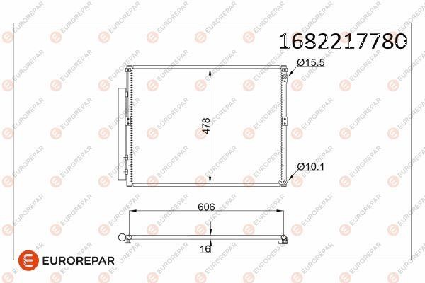 Eurorepar 1682217780 Радіатор кондиціонера 1682217780: Приваблива ціна - Купити у Польщі на 2407.PL!