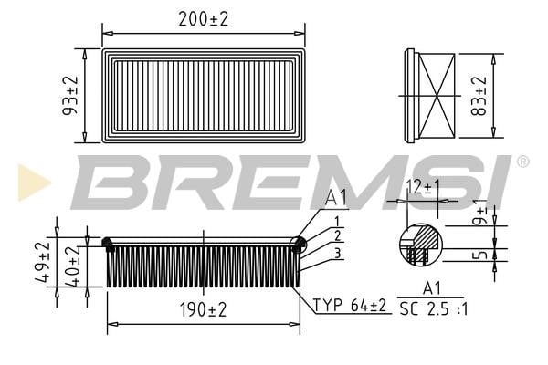 Bremsi FA1594 Air filter FA1594: Buy near me at 2407.PL in Poland at an Affordable price!