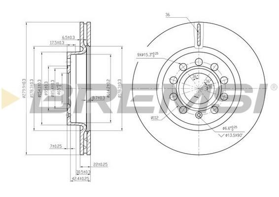 Bremsi CD7223V Диск гальмівний передній вентильований CD7223V: Приваблива ціна - Купити у Польщі на 2407.PL!