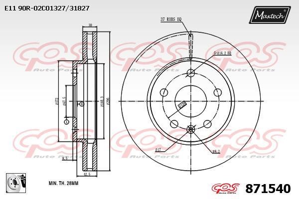 MaxTech 871540.0080 Тормозной диск передний вентилируемый 8715400080: Отличная цена - Купить в Польше на 2407.PL!