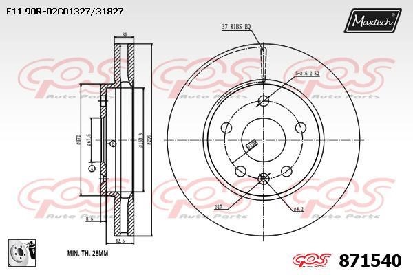 MaxTech 871540.0080 Wentylowana przednia tarcza hamulcowa 8715400080: Dobra cena w Polsce na 2407.PL - Kup Teraz!