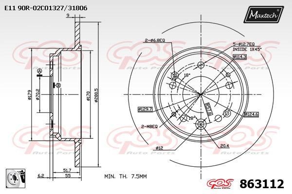 MaxTech 863112.0080 Rear brake disc, non-ventilated 8631120080: Buy near me in Poland at 2407.PL - Good price!