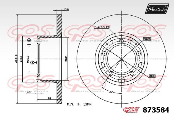 MaxTech 873584.0000 Unbelüftete Bremsscheibe vorne 8735840000: Kaufen Sie zu einem guten Preis in Polen bei 2407.PL!