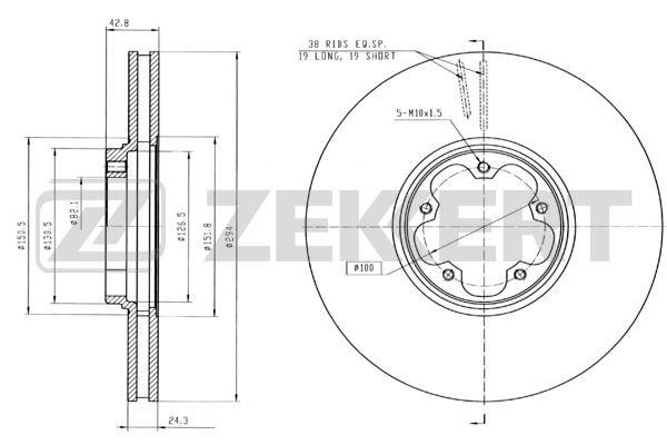 Zekkert BS-5347 Front brake disc ventilated BS5347: Buy near me in Poland at 2407.PL - Good price!