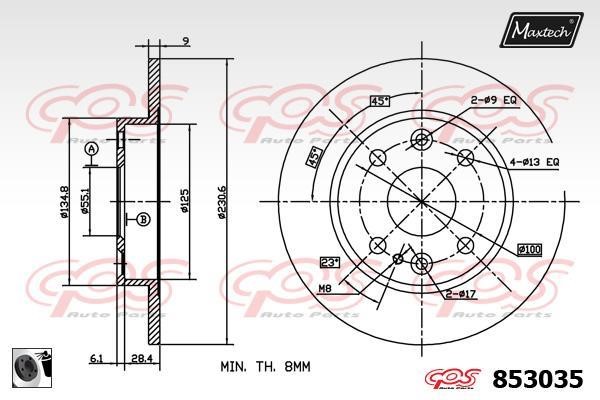 MaxTech 853035.0060 Rear brake disc, non-ventilated 8530350060: Buy near me in Poland at 2407.PL - Good price!