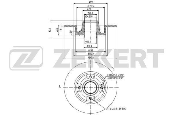 Zekkert BS-5232 Тормозной диск задний невентилируемый BS5232: Отличная цена - Купить в Польше на 2407.PL!