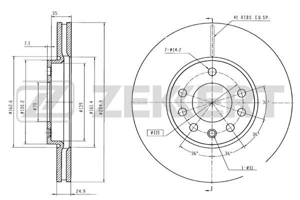 Zekkert BS-5383 Front brake disc ventilated BS5383: Buy near me in Poland at 2407.PL - Good price!