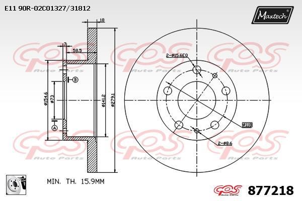 MaxTech 877218.0080 Тормозной диск передний невентилируемый 8772180080: Отличная цена - Купить в Польше на 2407.PL!
