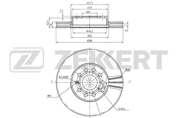 Zekkert BS-5043 Front brake disc ventilated BS5043: Buy near me in Poland at 2407.PL - Good price!