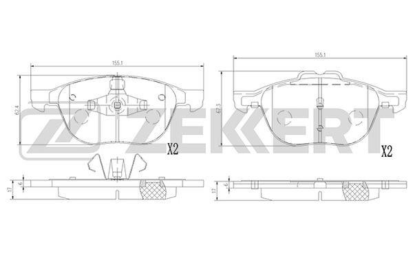 Zekkert BS-1364 Front disc brake pads, set BS1364: Buy near me in Poland at 2407.PL - Good price!