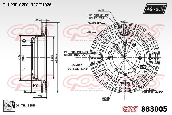 MaxTech 883005.0080 Wentylowana tarcza hamulcowa z tyłu 8830050080: Dobra cena w Polsce na 2407.PL - Kup Teraz!