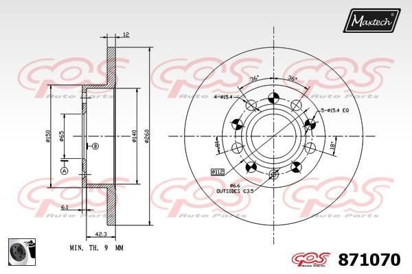 MaxTech 871070.0060 Rear brake disc, non-ventilated 8710700060: Buy near me in Poland at 2407.PL - Good price!