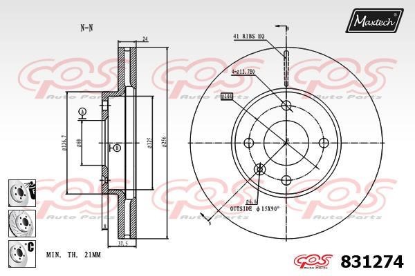 MaxTech 831274.6880 Innenbelüftete Bremsscheibe vorne 8312746880: Kaufen Sie zu einem guten Preis in Polen bei 2407.PL!