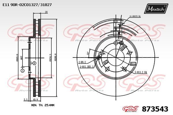 MaxTech 873543.0000 Тормозной диск передний вентилируемый 8735430000: Отличная цена - Купить в Польше на 2407.PL!