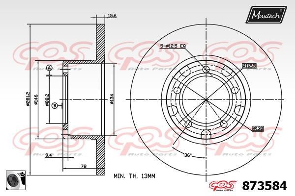 MaxTech 873584.0060 Unbelüftete Bremsscheibe vorne 8735840060: Kaufen Sie zu einem guten Preis in Polen bei 2407.PL!