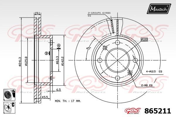 MaxTech 865211.6060 Диск гальмівний передній вентильований 8652116060: Приваблива ціна - Купити у Польщі на 2407.PL!