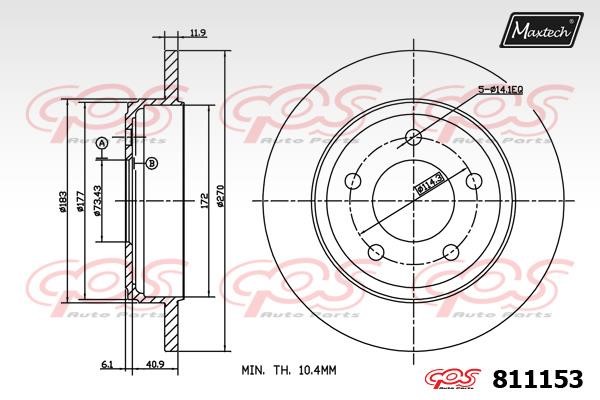 MaxTech 811153.0000 Rear brake disc, non-ventilated 8111530000: Buy near me in Poland at 2407.PL - Good price!