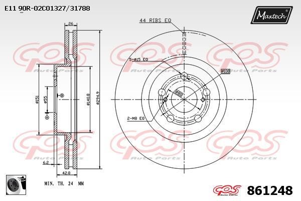 MaxTech 861248.0060 Wentylowana przednia tarcza hamulcowa 8612480060: Dobra cena w Polsce na 2407.PL - Kup Teraz!