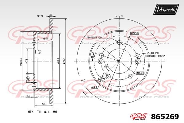 MaxTech 865269.0000 Rear brake disc, non-ventilated 8652690000: Buy near me in Poland at 2407.PL - Good price!