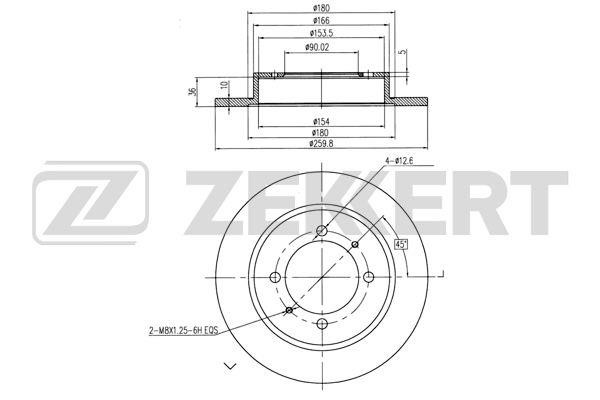 Zekkert BS-5225 Тормозной диск задний невентилируемый BS5225: Отличная цена - Купить в Польше на 2407.PL!