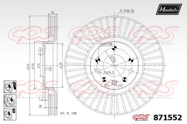 MaxTech 871552.6980 Innenbelüftete Bremsscheibe vorne 8715526980: Kaufen Sie zu einem guten Preis in Polen bei 2407.PL!