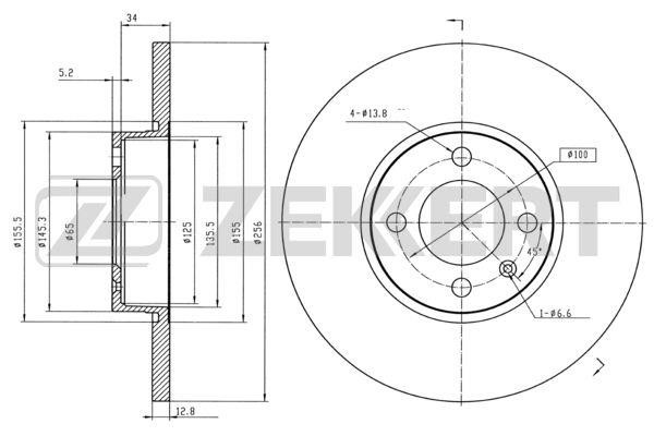 Zekkert BS-5089 Тормозной диск передний невентилируемый BS5089: Отличная цена - Купить в Польше на 2407.PL!