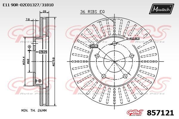 MaxTech 857121.0000 Тормозной диск передний вентилируемый 8571210000: Отличная цена - Купить в Польше на 2407.PL!