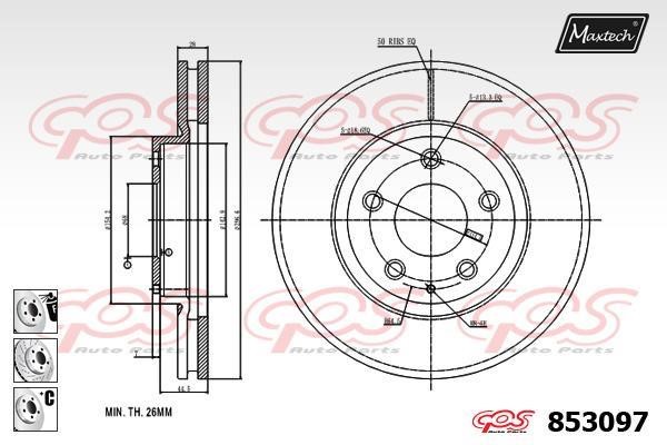 MaxTech 853097.6980 Тормозной диск передний вентилируемый 8530976980: Отличная цена - Купить в Польше на 2407.PL!