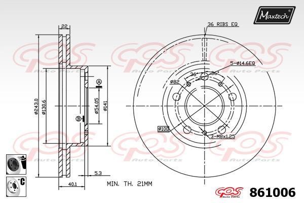 MaxTech 861006.6060 Wentylowana przednia tarcza hamulcowa 8610066060: Dobra cena w Polsce na 2407.PL - Kup Teraz!